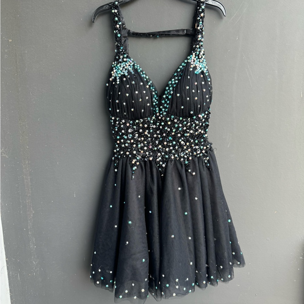 Vintage Sherri Hill black beaded sequin dress